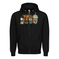 Black serape floral longhaired cow coffee cups Zipper Hoodie - Jasminsmagicworld