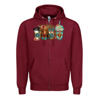 Burgundy serape floral longhaired cow coffee cups Zipper Hoodie - Jasminsmagicworld