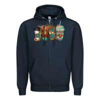 Navy serape floral longhaired cow coffee cups Zipper Hoodie - Jasminsmagicworld