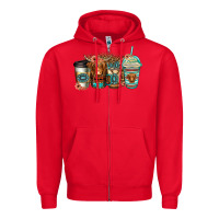 Red serape floral longhaired cow coffee cups Zipper Hoodie - Jasminsmagicworld