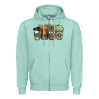 Serape Floral Longhaired Cow Coffee Cups Zipper Hoodie | Teevron