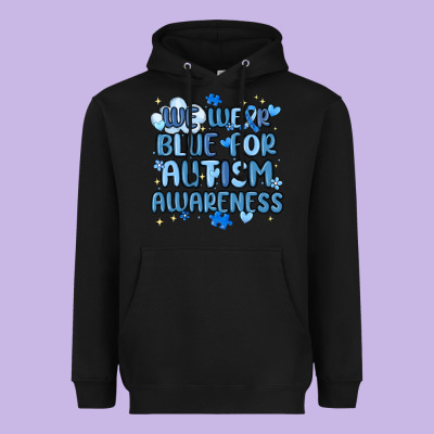 We Wear Blue For Autism Awareness Heavyweight Hoodie Designed By Maliassmallbusiness