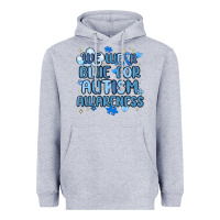 Heather Grey we wear blue for autism awareness Heavyweight Hoodie - MaliasSmallBusiness