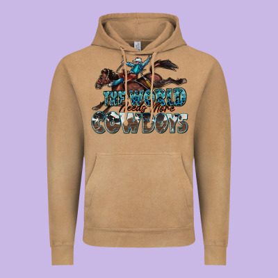 The World Needs More Cowboys Vintage Hoodie Designed By Zillion Design Studio
