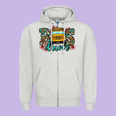 School Bus Driver Zipper Hoodie Designed By Jasminsmagicworld
