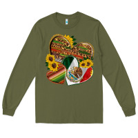 Army Green mexico heart and sunflower Long Sleeve Tee - HRA Design Shop