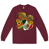 Burgundy mexico heart and sunflower Long Sleeve Tee - HRA Design Shop
