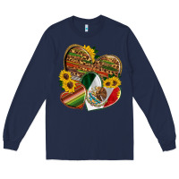 Navy mexico heart and sunflower Long Sleeve Tee - HRA Design Shop