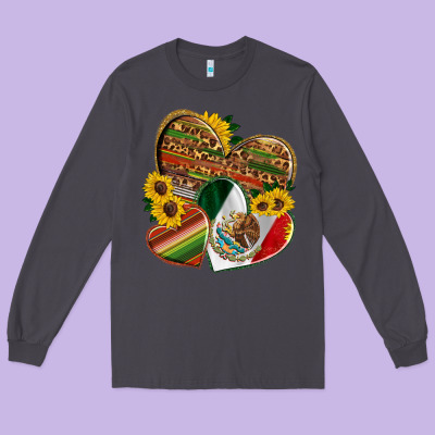 Mexico Heart And Sunflower Long Sleeve Tee Designed By Hra Design Shop