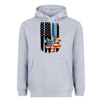 Heather Grey ems american flag Heavyweight Hoodie - MaliasSmallBusiness