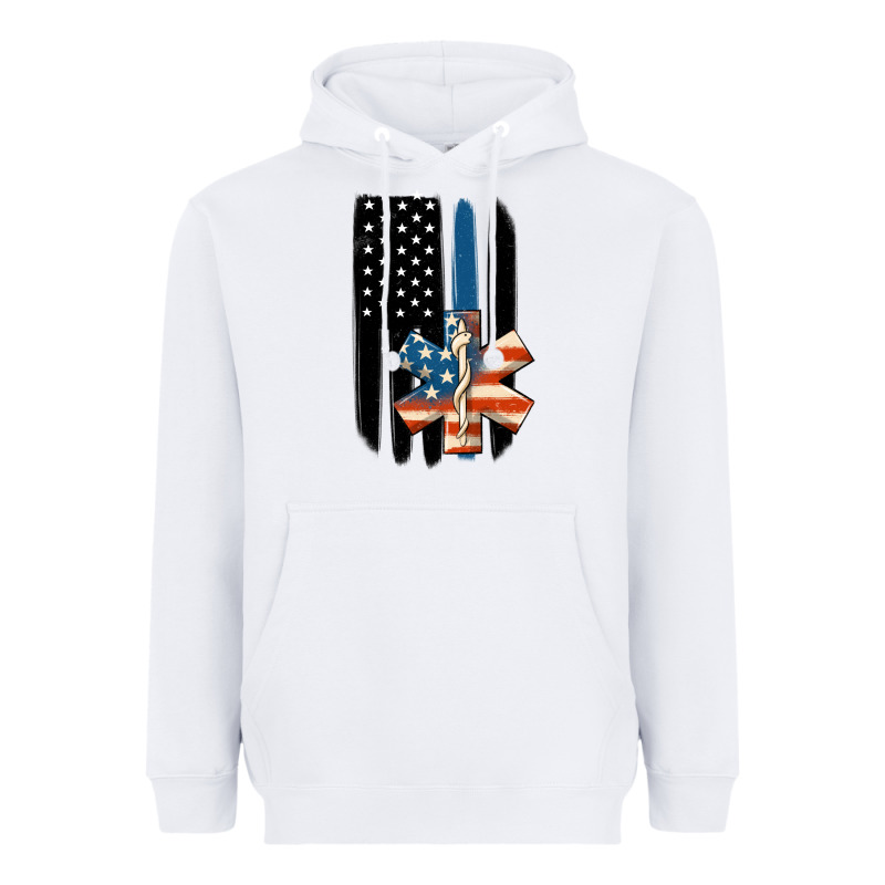 Ems American Flag Heavyweight Hoodie by MaliasSmallBusiness | Teevron