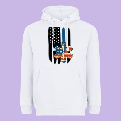 Ems American Flag Heavyweight Hoodie Designed By Maliassmallbusiness