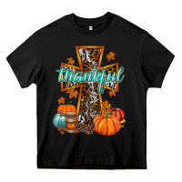 Black thankful cross Heavy Core Tee - RacoonDesign