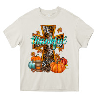 Cream thankful cross Heavy Core Tee - RacoonDesign