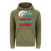 Vintage Olive eat sleep baseball repeat Vintage Hoodie - texasbilliewilder