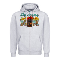 Heather Grey doberman mom Zipper Hoodie - Artiststas