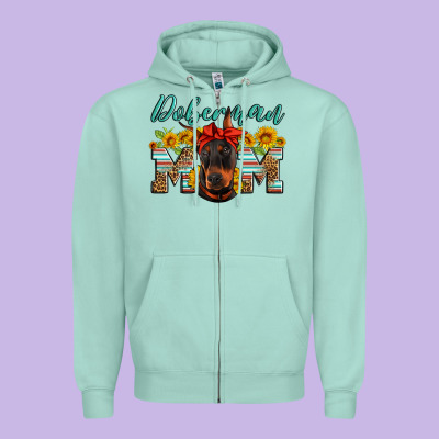 Doberman Mom Zipper Hoodie Designed By Artiststas