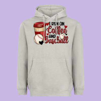 I Run On Coffee And Baseball Heavyweight Hoodie Designed By Maliassmallbusiness
