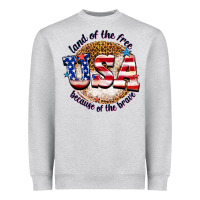 Heather Grey land of the free usa because of the brave billie w Heavyweight Sweatshirt - texasbilliewilder