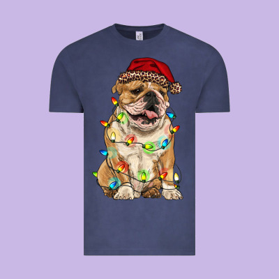 Christmas Bulldog Vintage Tee Designed By Ranaportraitstore