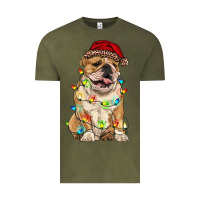 Vintage Olive christmas bulldog Vintage Tee - RanaPortraitStore