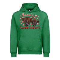 Emerald mama's sweetheart highland cow and calf Urban Hoodie - RanaPortraitStore