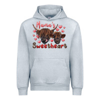 Heather Grey mama's sweetheart highland cow and calf Urban Hoodie - RanaPortraitStore