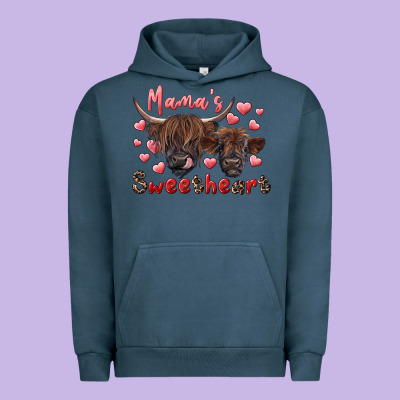 Mama's Sweetheart Highland Cow And Calf Urban Hoodie Designed By Ranaportraitstore
