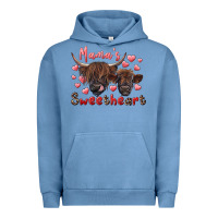 Pigment Pebble Blue mama's sweetheart highland cow and calf Urban Hoodie - RanaPortraitStore