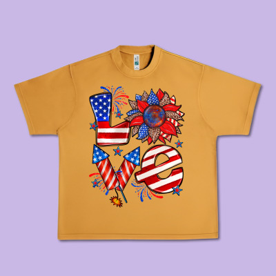4th Of July Love Urban Heavy Tee Designed By Zillion Design Studio
