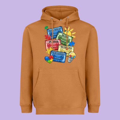 Autism Cassette Tapes Heavyweight Hoodie Designed By Maliassmallbusiness