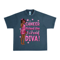 Midnight Navy Cancer Picked The Wrong Diva with Black Woman Urban Heavy Tee - texasbilliewilder
