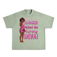 Oil Green Cancer Picked The Wrong Diva with Black Woman Urban Heavy Tee - texasbilliewilder