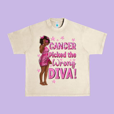 Cancer Picked The Wrong Diva With Black Woman Urban Heavy Tee Designed By Texasbilliewilder