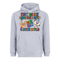 Heather Grey everyone communicates differently Heavyweight Hoodie - MaliasSmallBusiness