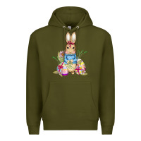 Army Green easter bunny and eggs Premium Hoodie - AdoDesignShop