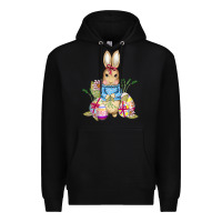 Black easter bunny and eggs Premium Hoodie - AdoDesignShop