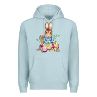 Blue Mist easter bunny and eggs Premium Hoodie - AdoDesignShop
