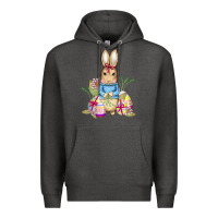 Charcoal Heather easter bunny and eggs Premium Hoodie - AdoDesignShop