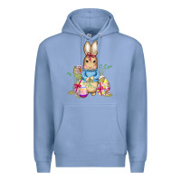Colony Blue easter bunny and eggs Premium Hoodie - AdoDesignShop