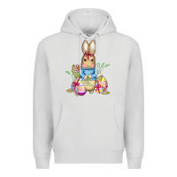 Dove Grey easter bunny and eggs Premium Hoodie - AdoDesignShop