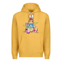 Mustard easter bunny and eggs Premium Hoodie - AdoDesignShop