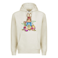 Oatmeal Heather easter bunny and eggs Premium Hoodie - AdoDesignShop