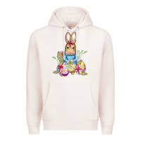 Pale Pink easter bunny and eggs Premium Hoodie - AdoDesignShop