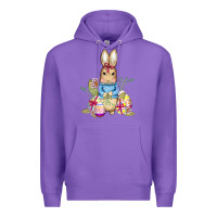 Purple easter bunny and eggs Premium Hoodie - AdoDesignShop