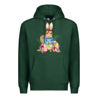 Sports Green easter bunny and eggs Premium Hoodie - AdoDesignShop
