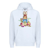 White easter bunny and eggs Premium Hoodie - AdoDesignShop
