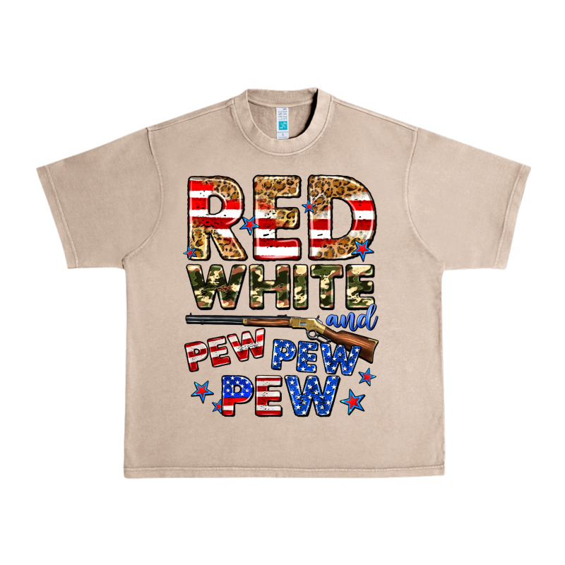 Red White And Pew Pew Pew Urban Heavy Tee by Zillion Design Studio | Teevron