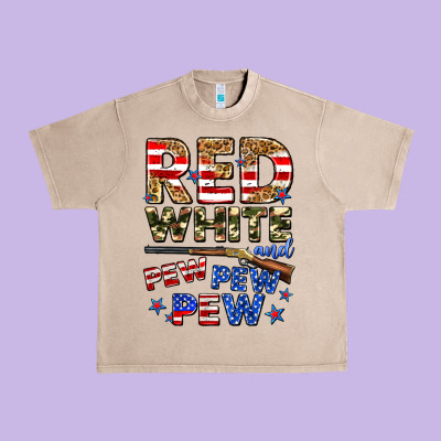 Red White And Pew Pew Pew Urban Heavy Tee Designed By Zillion Design Studio