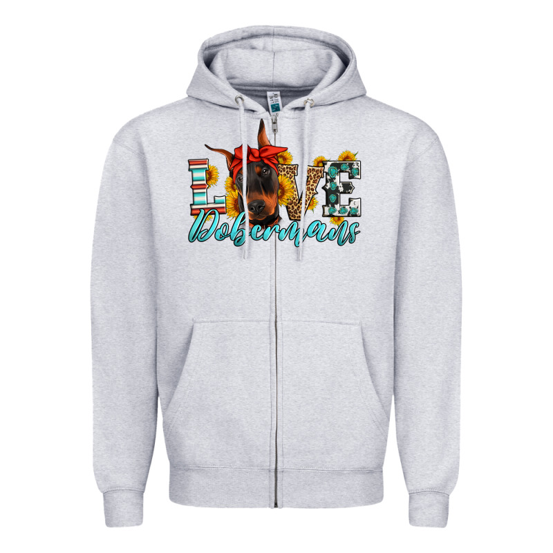 Love Dobermans Zipper Hoodie by Artiststas | Teevron